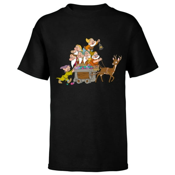 Disney Snow White & the Seven Dwarfs Whistle While You Work - Short Sleeve T-Shirt for Kids - Customized-Black