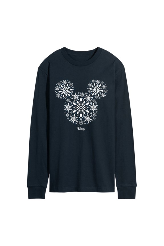 - Mickey Ears Snowflakes - Men's Long Sleeve Graphic T-Shirt