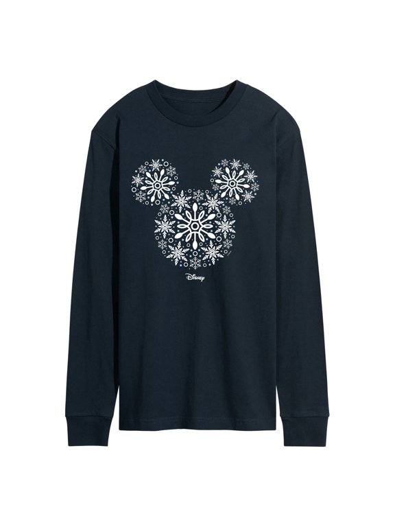 - Snowflakes Mickey Ears Men's Long Sleeve Graphic T-Shirt