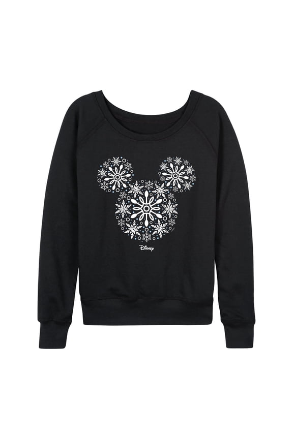 - Mickey Ears Snowflakes - Women's French Terry Long Sleeve Pullover