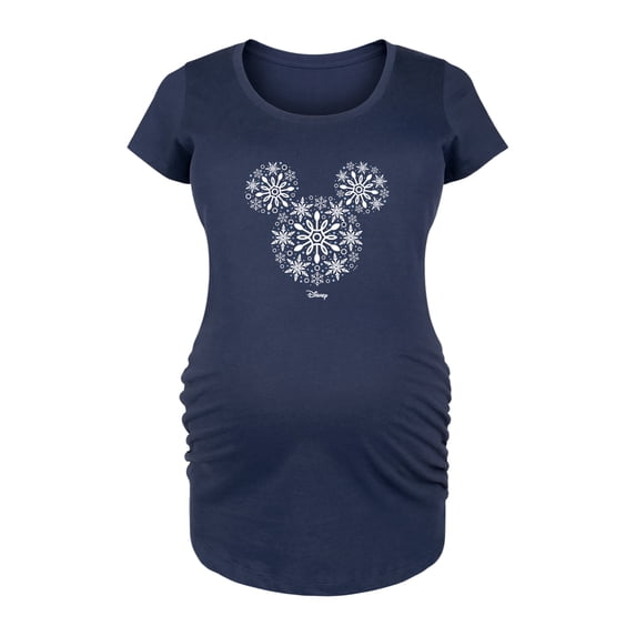 Disney - Snowflakes Mickey Ears - Women's Maternity Scoop Neck Graphic T-Shirt