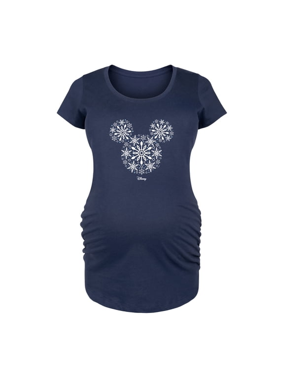 - Snowflakes Mickey Ears - Women's Maternity Scoop Neck Graphic T-Shirt