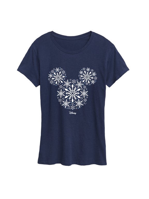 - Snowflakes Mickey Ears Women's Short Sleeve Graphic T-Shirt