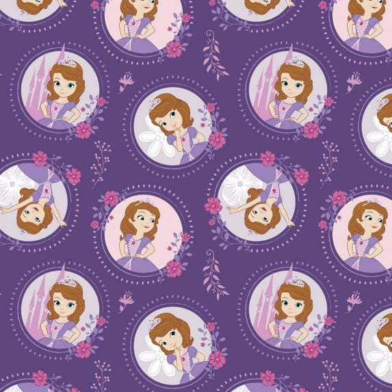 Disney Sofia The First Floral Frame in Grape Fabric by The Yard