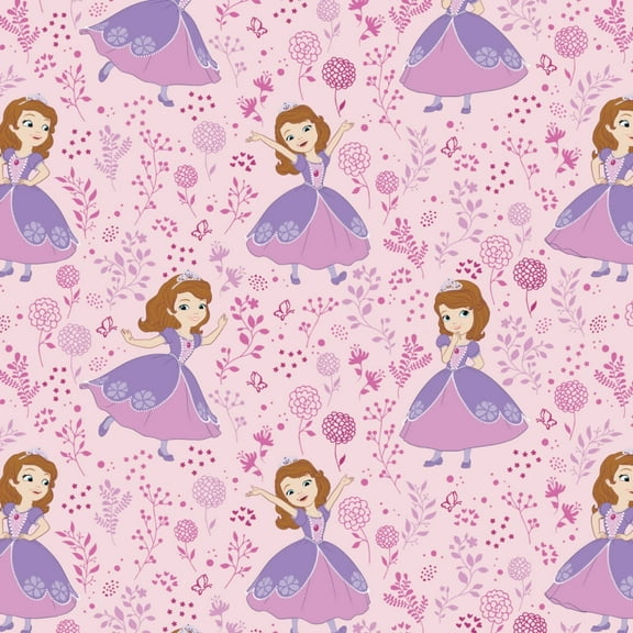 Disney Sofia The First Meadow in Light Pink Fabric by The Yard