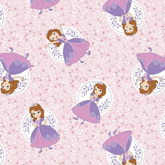 Disney Sofia The First Poses in Light Pink Fabric by The Yard