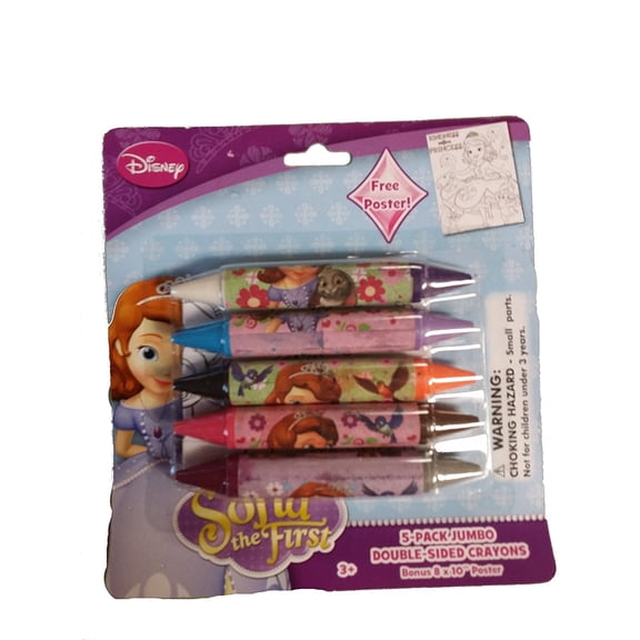Disney Sofia the First 5-Pack Jumbo Double Sided Crayons with Bonus Poster