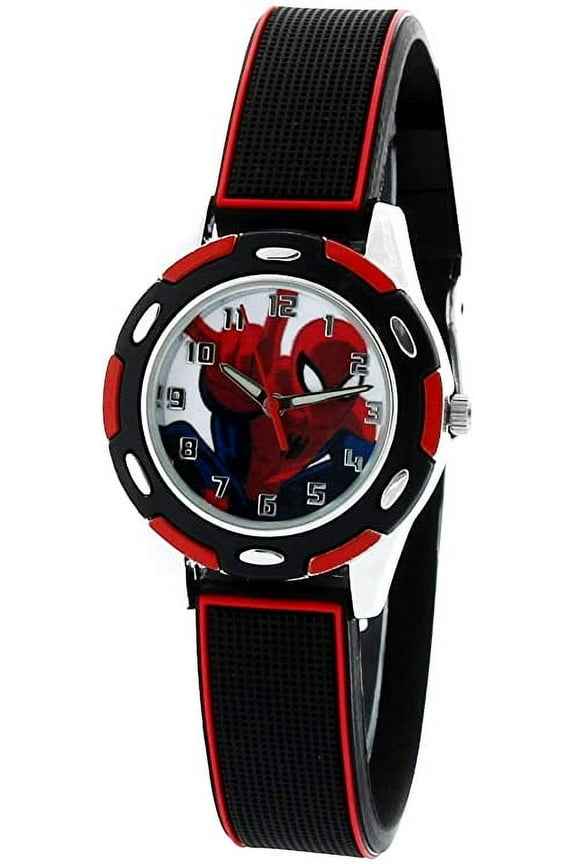 Disney Spider Man Watch With Black And Red Case And Rubber Strap SPMKQ509-L61