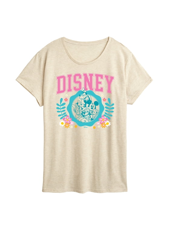 - Minine Mickey Donald Goofy Daisy Pluto Flowers Women's Short Sleeve Graphic T-Shirt