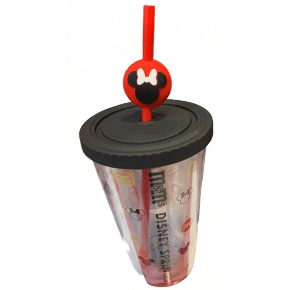 Disney Springs M&M's World Icon Black Minnie Mouse Straw Tumbler New with Tag