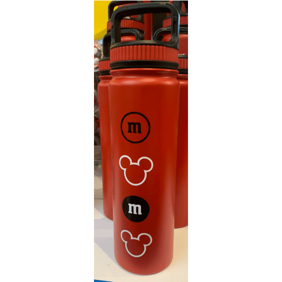 Disney Springs M&M's World Red Mickey Mouse Travel Water Bottle New with Tag