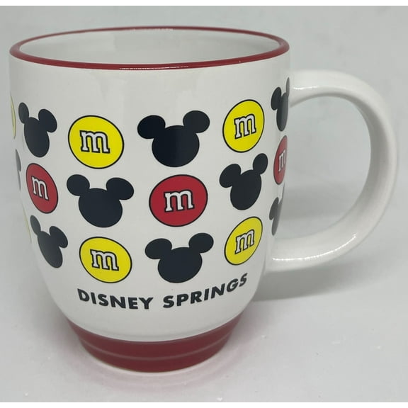 Disney Springs M&M's World Red and Yellow Mickey Icons Coffee Mug New