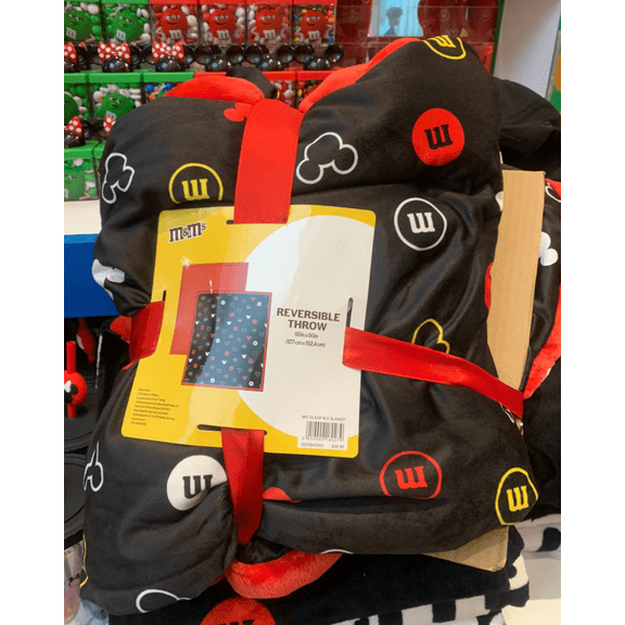 Disney Springs M&M's World Reversible Throw Black Blanket New with Tag