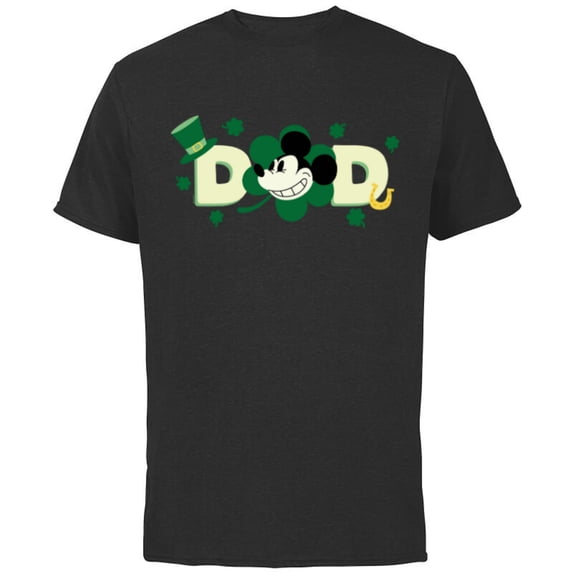 Disney St. Patrick's Day Dad Gift Lucky Matching Trip - Short Sleeve Cotton T-Shirt for Adults - Customized-Black