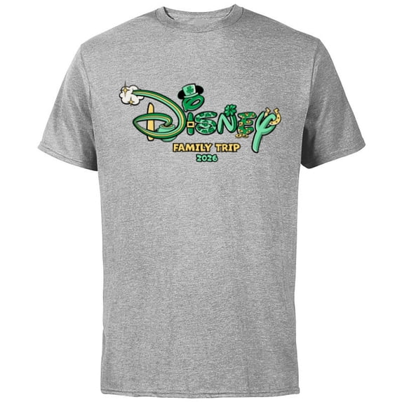 Disney St. Patrick's Day Family Trip 2026 Matching Vacation - Short Sleeve Cotton T-Shirt for Adults - Customized-Athletic Heather