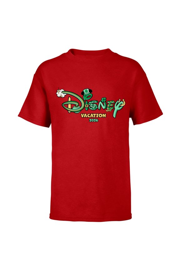 St. Patrick's Day Vacation 2026 Matching Trip Logo - Short Sleeve T-Shirt for Kids - Customized-Red