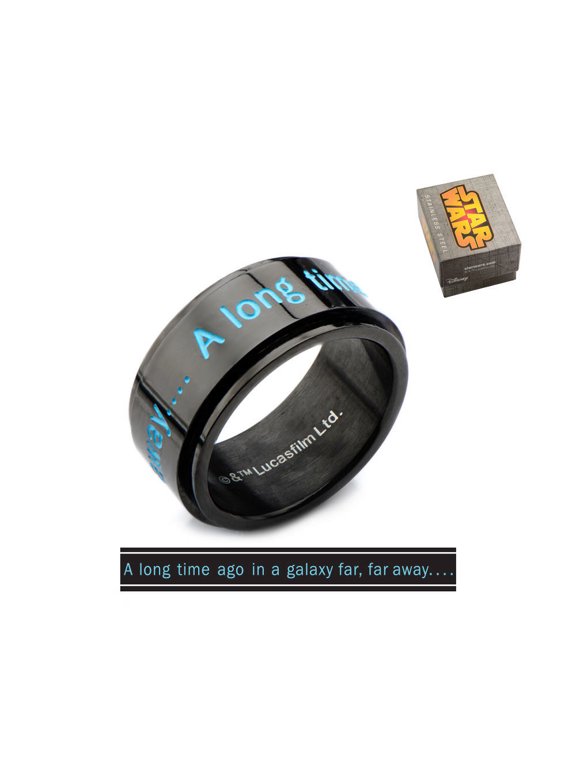 Disney Stainless Steel A long time ago" Black IP Spinner Ring