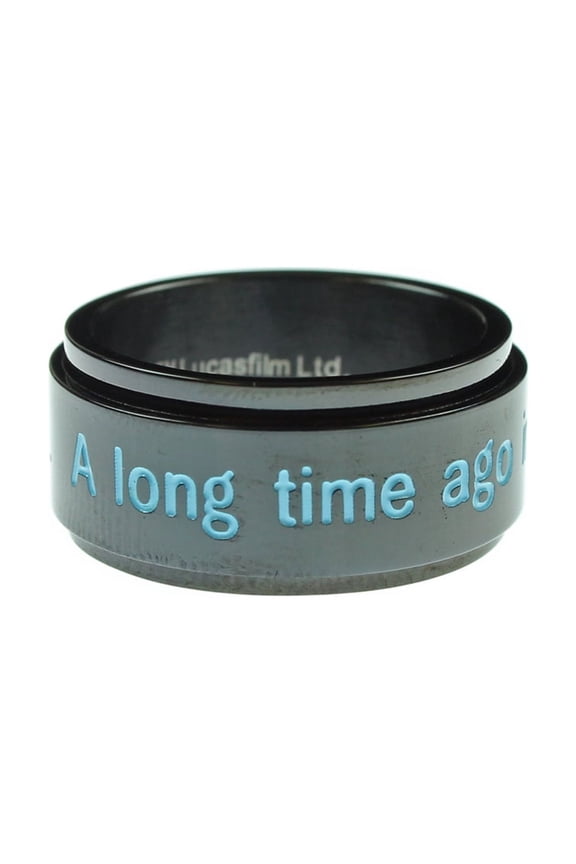 Disney Stainless Steel "A long time ago.." Black IP Spinner Ring