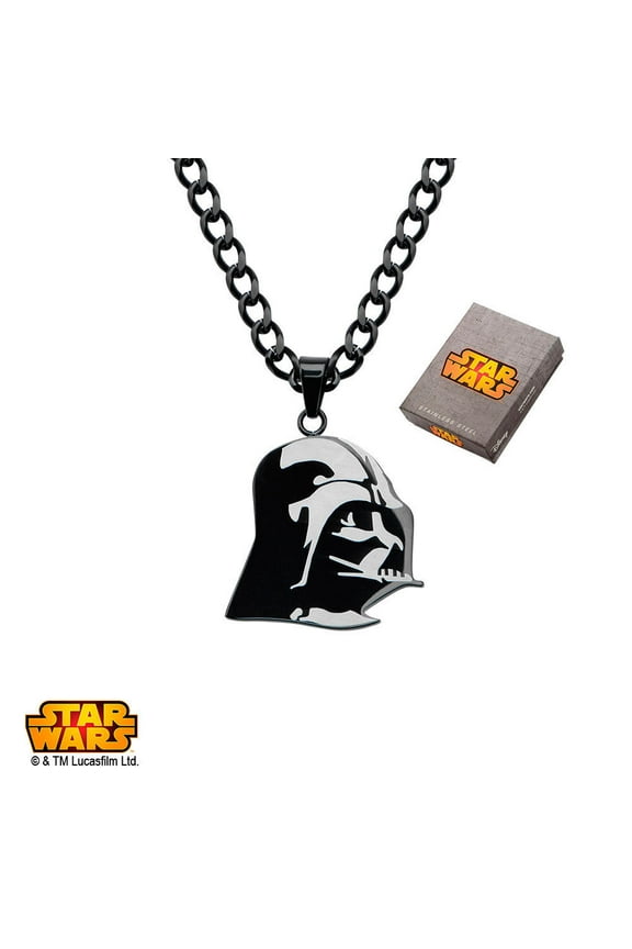 Disney Stainless Steel Etched Darth Vader Pendant, 24