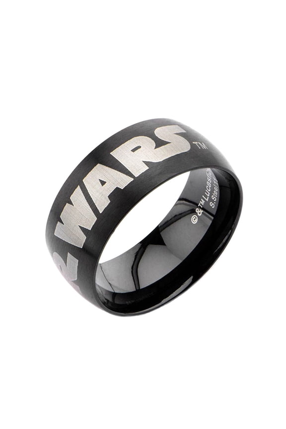 Disney Stainless Steel Logo Black IP Ring