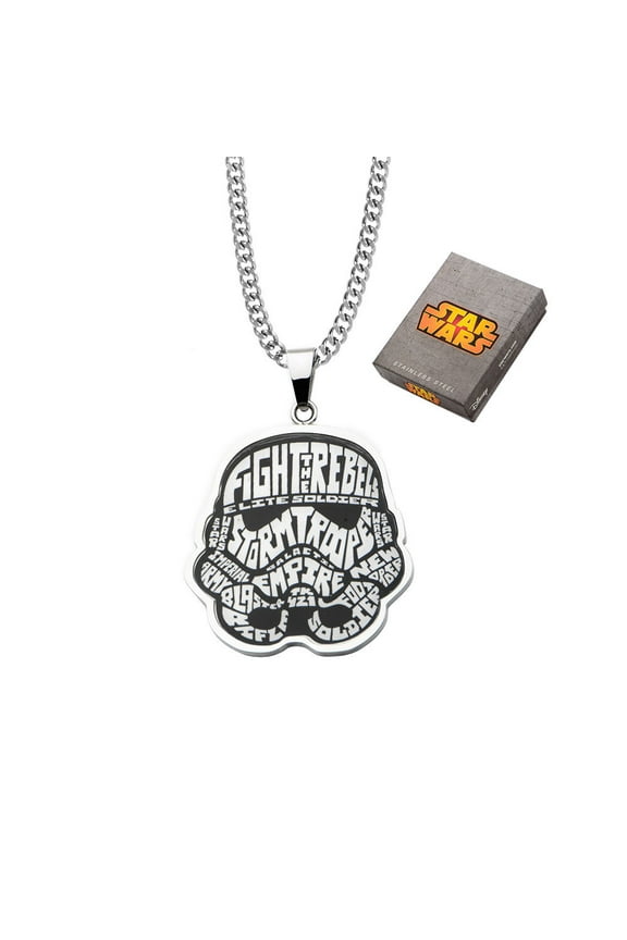 Disney Stainless Steel Stromtrooper Enamel Wordings Pendant, 24