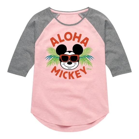 Disney - Aloha Mickey - Girls Shirt Tail Raglan