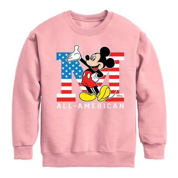 Disney - Americana - Mickey Flag All American - Toddler And Youth Crewneck Fleece Sweatshirt