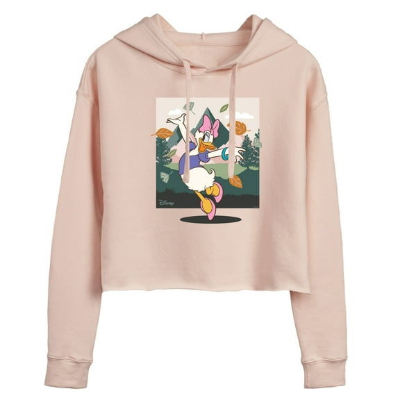 Disney Standard - Daisy With Leaves - Juniors Cropped Pullover Hoodie