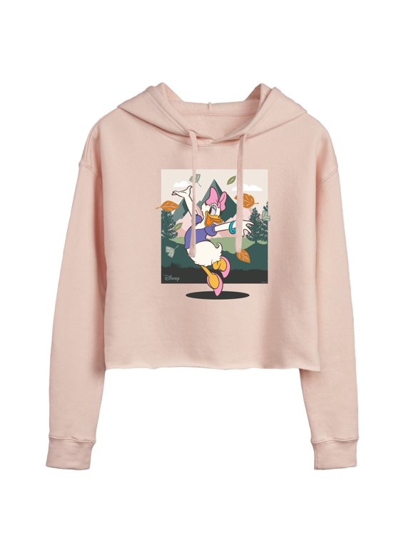 Standard - Daisy With Leaves - Juniors Cropped Pullover Hoodie