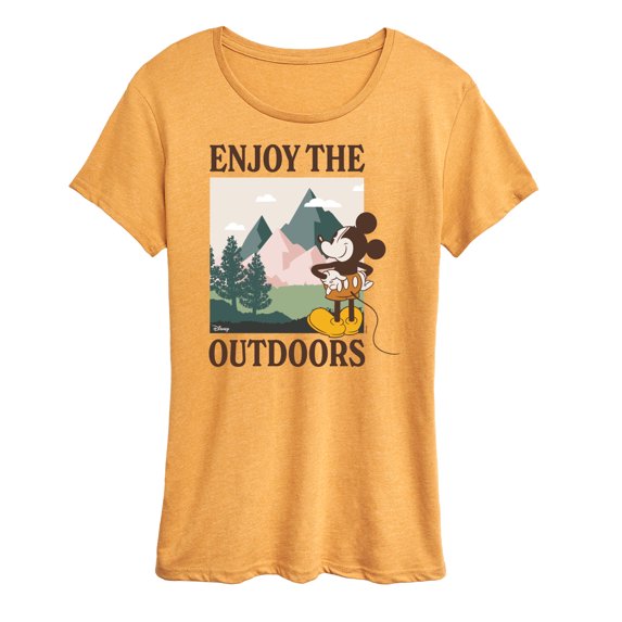 Disney Standard - Enjoy The Outdoors Mickey - Women's Short Sleeve Graphic T-Shirt