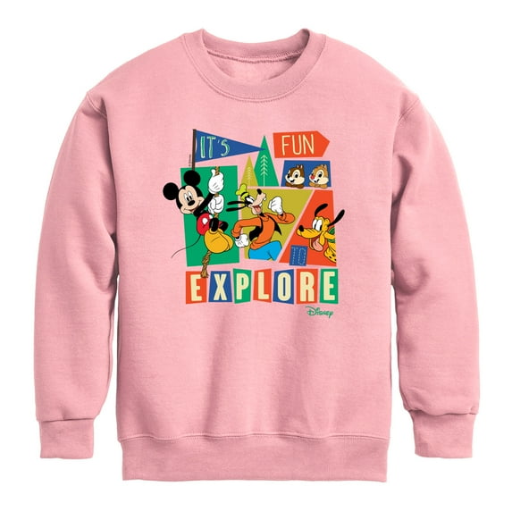 Disney Standard - Its Fun To Explore - Toddler & Youth Crewneck Fleece Sweatshirt