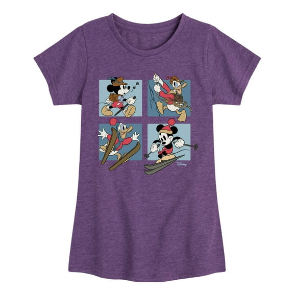 Disney Standard - Mickey And Donald Alpine Grid - Toddler & Youth Girls Short Sleeve Graphic T-Shirt