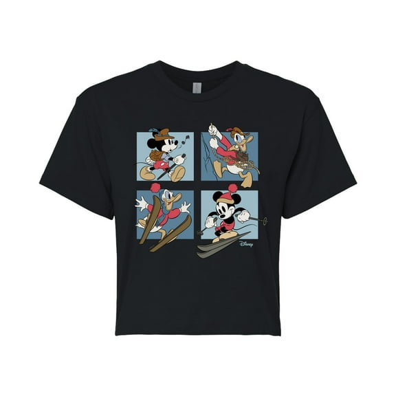 Disney - Mickey And Donald Alpine - Juniors Cropped Cotton Blend T-Shirt