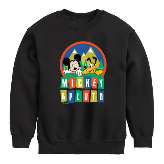 Disney - Mickey And Pluto - Toddler & Youth Crewneck Fleece Sweatshirt