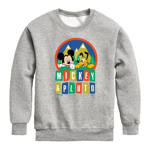 Disney Standard - Mickey And Pluto - Toddler & Youth Crewneck Fleece Sweatshirt