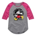 thumbnail image 1 of Disney Standard - Mickey & Friends - Happy Mickey - Toddler And Youth Girls Raglan Graphic T-Shirt, 1 of 5