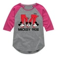 thumbnail image 1 of Disney - Mickey & Friends - Large Letter M - Mickey 1928 - Toddler And Youth Girls Raglan Graphic T-Shirt, 1 of 4