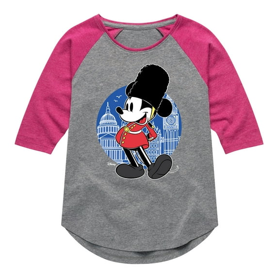 Disney - Mickey & Friends - Mickey A London Officer - Toddler And Youth Girls Raglan Graphic T-Shirt