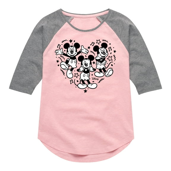 Disney - Mickey & Friends - Mickey Fills the Heart - Toddler And Youth Girls Raglan Graphic T-Shirt