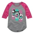 thumbnail image 1 of Disney Standard - Mickey & Friends - Mickey Happy Expressions - Retro Style - Toddler And Youth Girls Raglan Graphic T-Shirt, 1 of 4