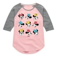 thumbnail image 1 of Disney Standard - Mickey & Friends - Minnie Mouse - All the Expressions of Minnie - Toddler And Youth Girls Raglan Graphic T-Shirt, 1 of 4