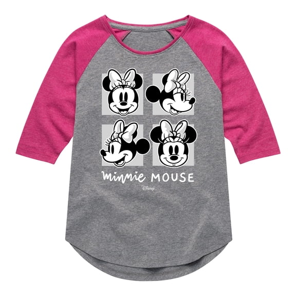 Disney - Mickey & Friends - Minnie Mouse's Expressions - Toddler And Youth Girls Raglan Graphic T-Shirt