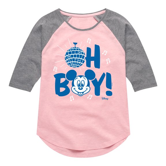 Disney Standard - Mickey & Friends - Oh Boy! - Toddler And Youth Girls Raglan Graphic T-Shirt