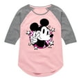 thumbnail image 1 of Disney Standard - Mickey & Friends - Peace Sign - Checkered Background - Toddler And Youth Girls Raglan Graphic T-Shirt, 1 of 4
