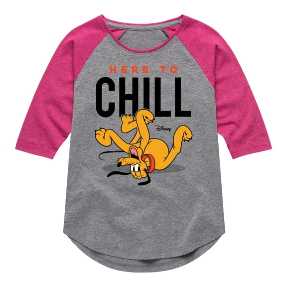 Disney - Mickey & Friends - Pluto - Here to Chill - Toddler And Youth Girls Raglan Graphic T-Shirt