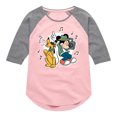 thumbnail image 1 of Disney Standard - Mickey & Friends - Pluto & Mickey Listening to Music - Toddler And Youth Girls Raglan Graphic T-Shirt, 1 of 4