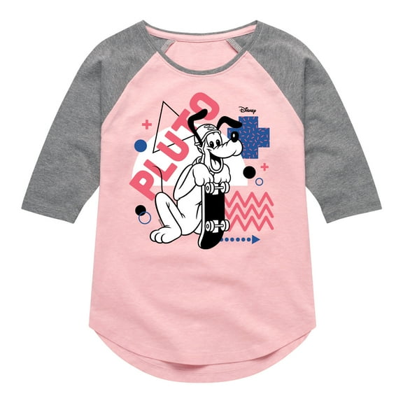Disney - Mickey & Friends - Pluto Retro Styled Skater - Toddler And Youth Girls Raglan Graphic T-Shirt