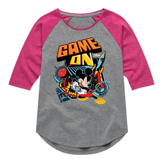 Disney - Mickey & Friends - Retro Gaming Mickey - Game On - Toddler And Youth Girls Raglan Graphic T-Shirt