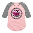 thumbnail image 1 of Disney Standard - Mickey & Friends - Skater Girl - Retro Style - Checkered Circle - Toddler And Youth Girls Raglan Graphic T-Shirt, 1 of 4