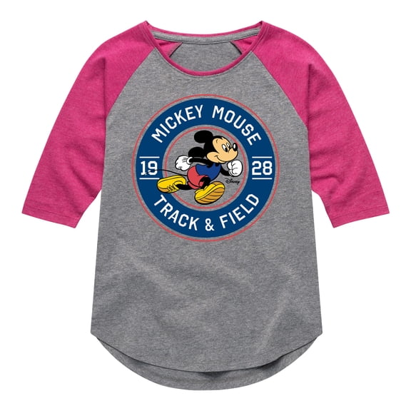 Disney - Mickey & Friends - Track & Field - Runner Mickey - Toddler And Youth Girls Raglan Graphic T-Shirt